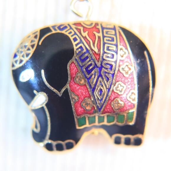🖤Vintage Cloisonne Pendant Colorful Asian Elephant - Picture 3 of 7